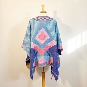 NEW Anthropologie Conditions Apply Geometric Native Boho Kimono Poncho Shawl